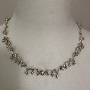 Silver tone metal with cubic zirconia necklace